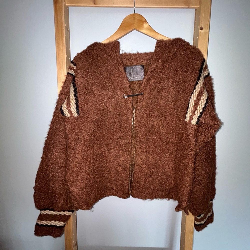BELLOWS Of PRINCETON Cinnamon Boucle Zip Sweater Jacket Size S.    VINTAGE